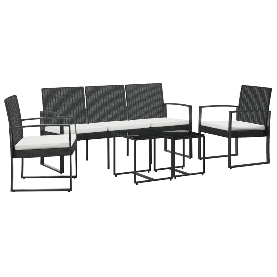 Ensemble à manger de jardin avec coussins 5 pcs noir rotin PP - 2
