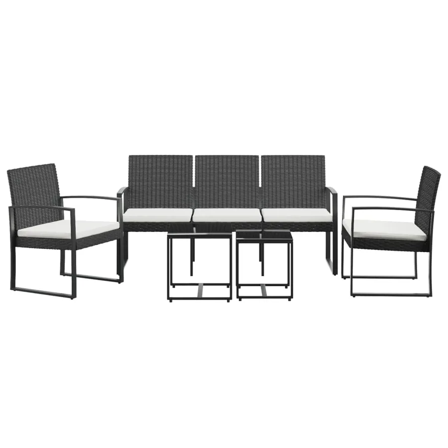 Ensemble à manger de jardin avec coussins 5 pcs noir rotin PP - 3