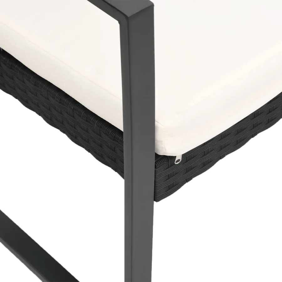 Ensemble à manger de jardin avec coussins 5 pcs noir rotin PP - 4