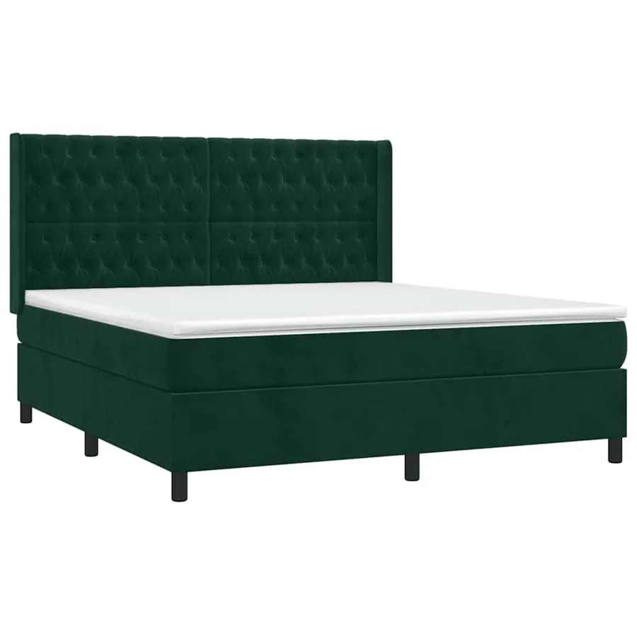 Sommier à lattes de lit matelas et LED Vert foncé 180x200 cm - 4