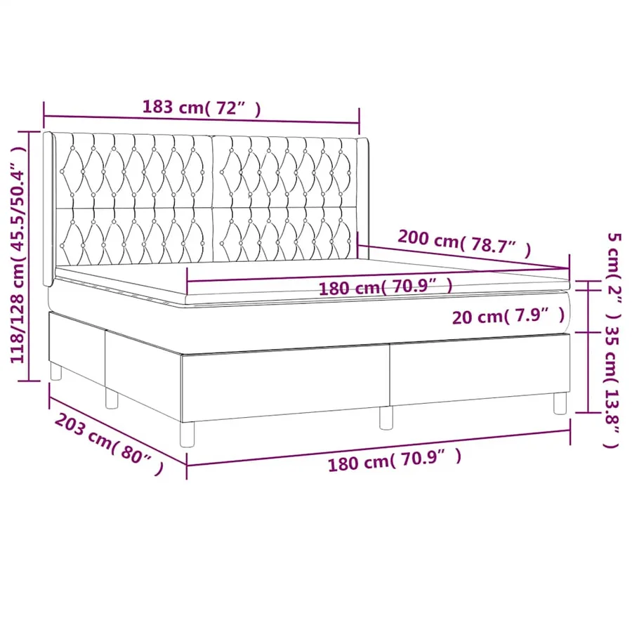 Sommier à lattes de lit matelas et LED Vert foncé 180x200 cm - 9