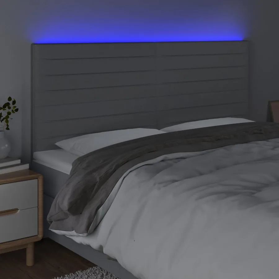 Tête de lit à LED Gris clair 180x5x118/128 cm Tissu - 3
