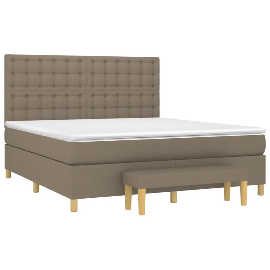 Sommier à lattes de lit avec matelas Taupe 160x200 cm Tissu - 3