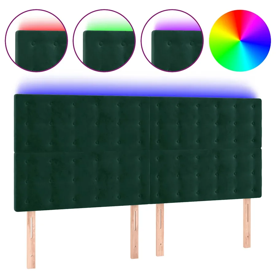 Tête de lit à LED Vert foncé 200x5x118/128 cm Velours - 2