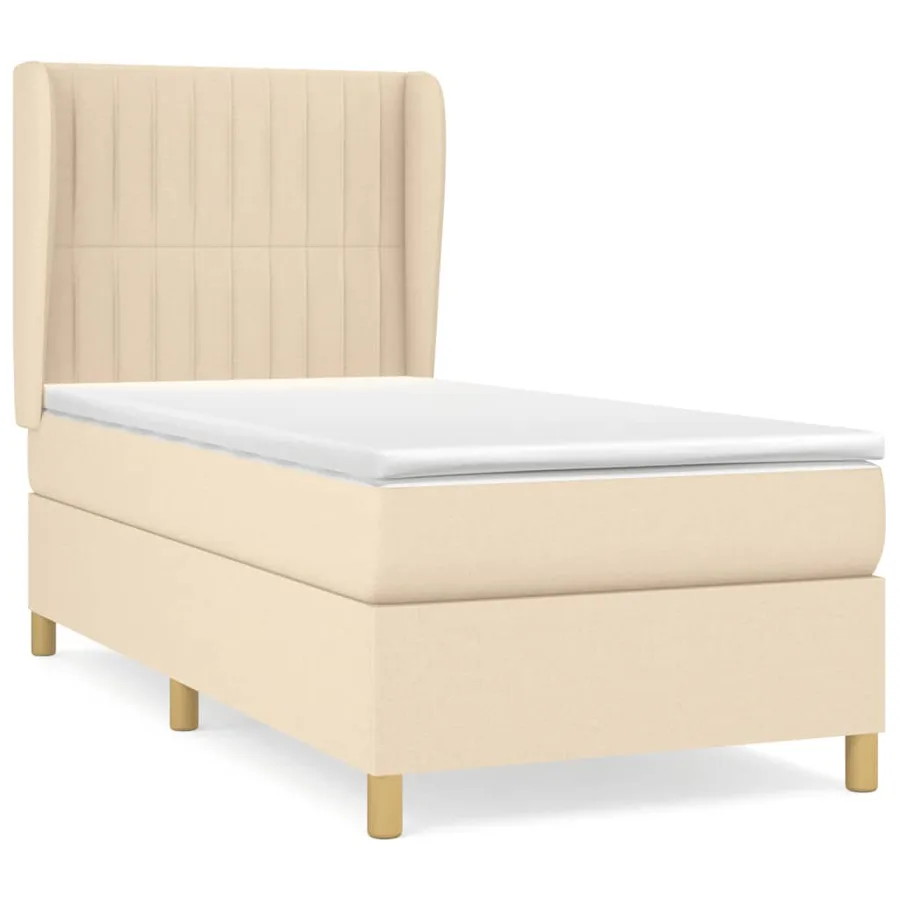 Sommier à lattes de lit avec matelas Crème 80x200 cm Tissu - 2