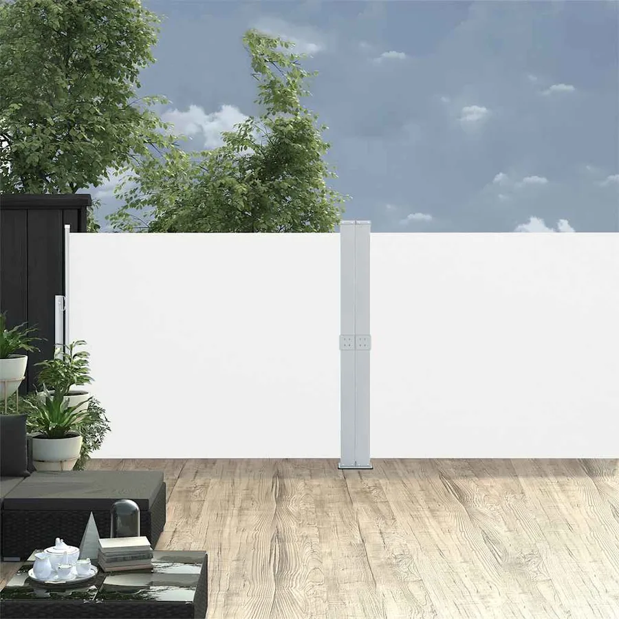 Auvent latéral rétractable de patio 140x1200 cm Crème - 2