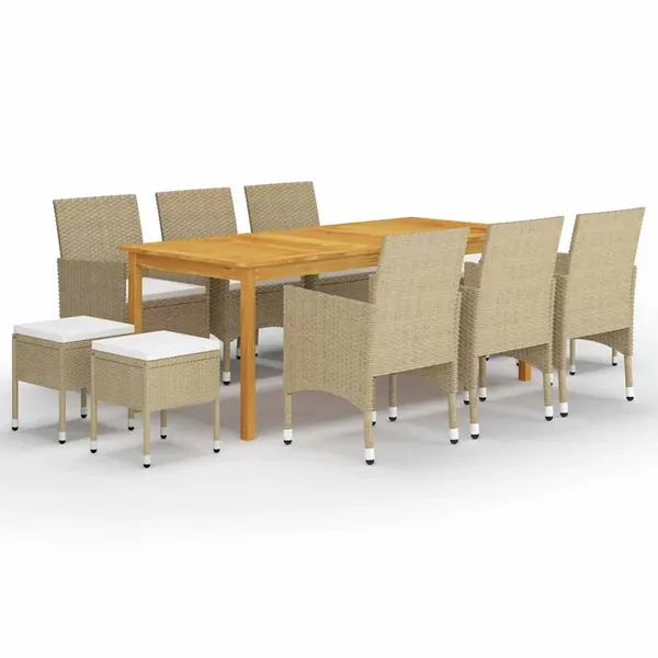 Ensemble à manger de jardin 11 pcs Beige