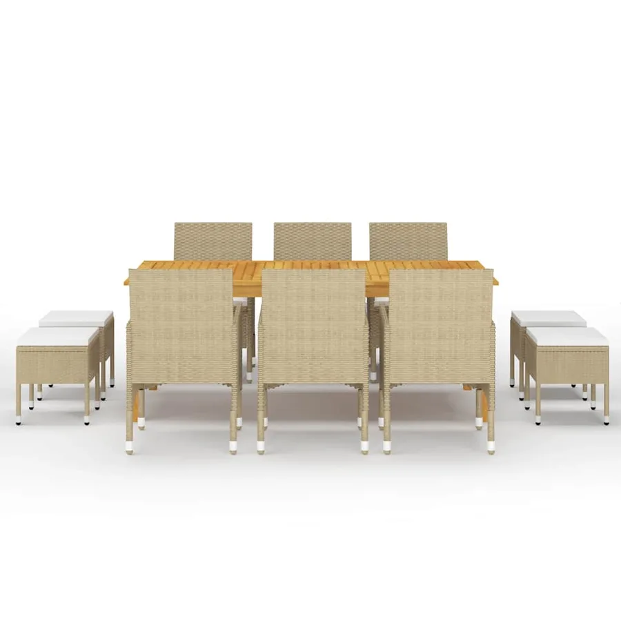 Ensemble à manger de jardin 11 pcs Beige - 2