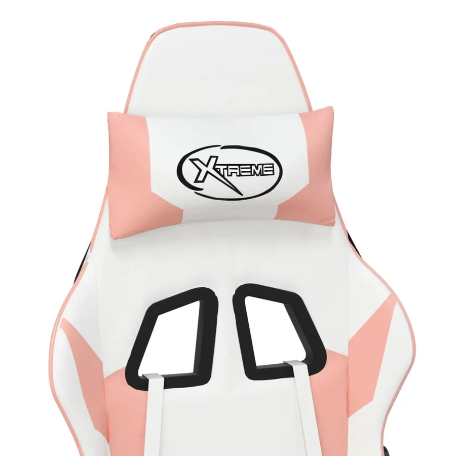 Chaise de jeu avec repose-pied Blanc et rose Similicuir - 10