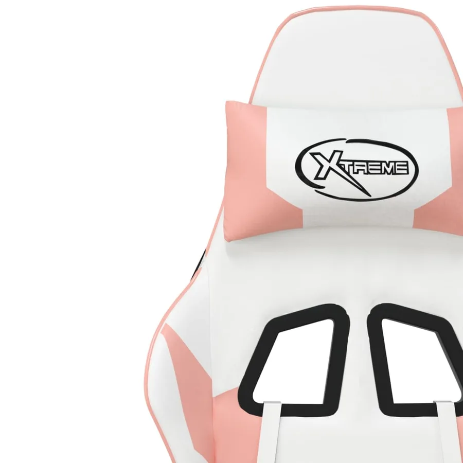 Chaise de jeu avec repose-pied Blanc et rose Similicuir - 12
