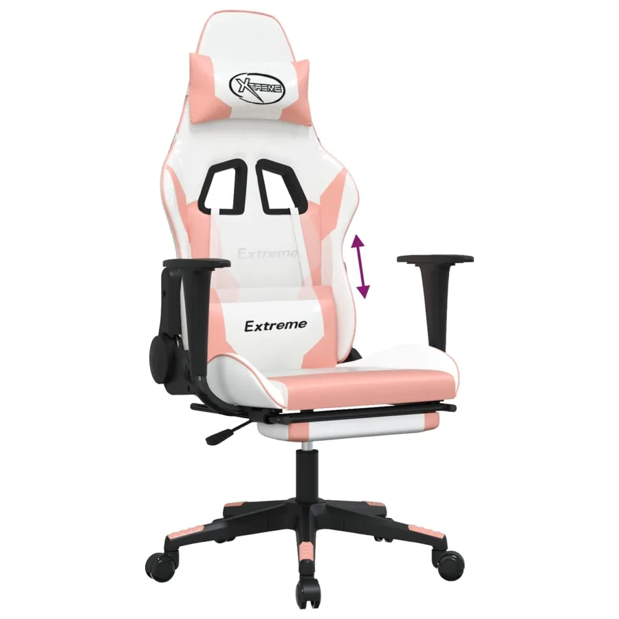 Chaise de jeu avec repose-pied Blanc et rose Similicuir - 8