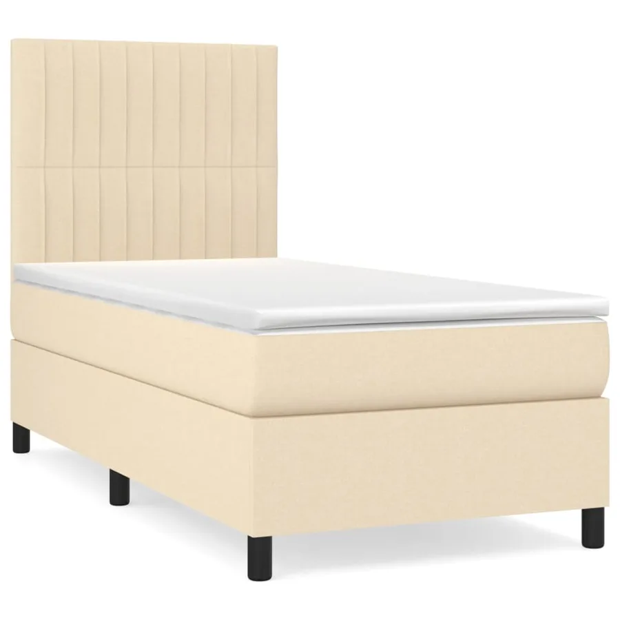 Sommier à lattes de lit avec matelas Crème 100x200 cm Tissu - 2