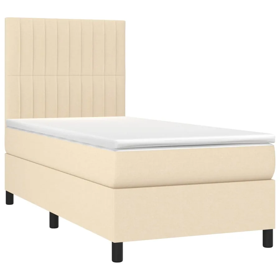 Sommier à lattes de lit avec matelas Crème 100x200 cm Tissu - 3