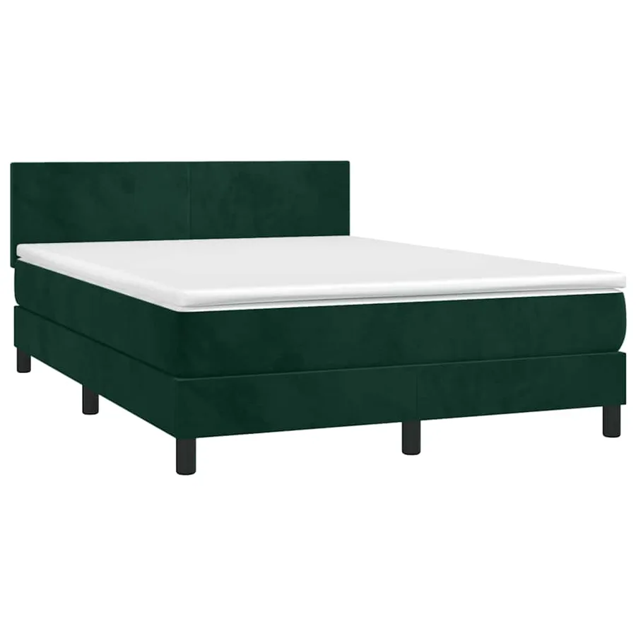 Sommier à lattes de lit avec matelas LED Vert foncé 140x190 cm - 3