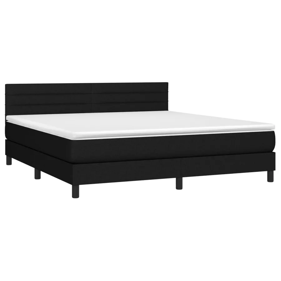 Sommier à lattes de lit avec matelas Noir 180x200 cm Tissu - 3