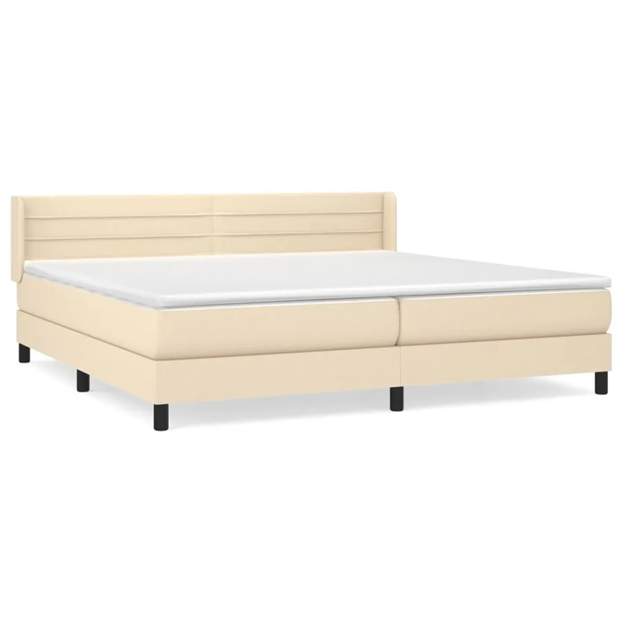 Sommier à lattes de lit avec matelas Crème 200x200 cm Tissu - 2