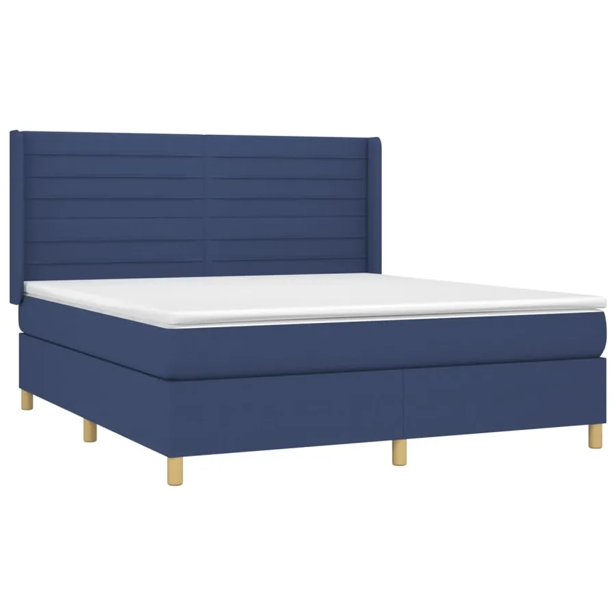 Sommier à lattes de lit matelas et LED Bleu 160x200 cm Tissu - 4