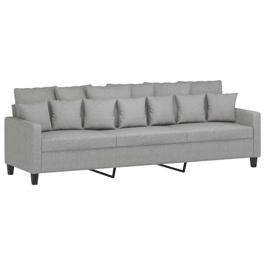 Canapé à 3 places avec repose-pieds Gris clair 210 cm Tissu - 4
