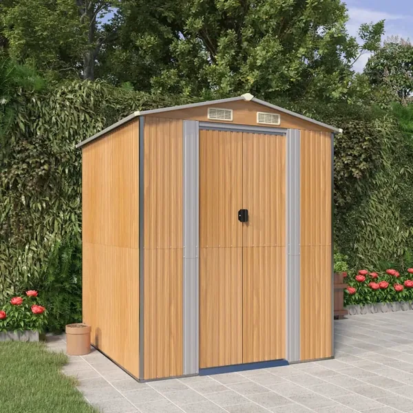 Abri de jardin Marron clair 192x191x223 cm Métal galvanisé