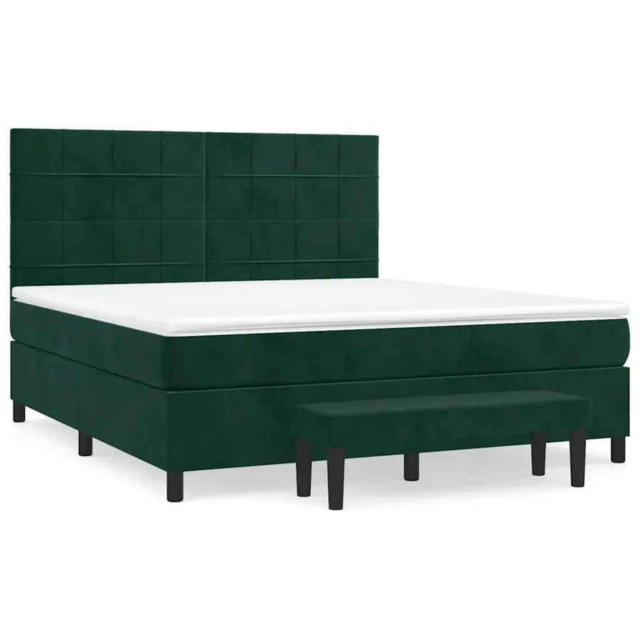 Sommier à lattes de lit et matelas Vert foncé 160x200cm Velours - 2