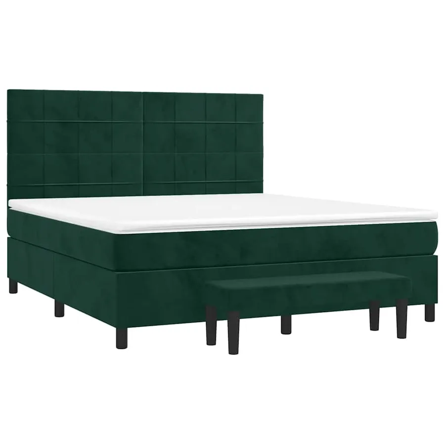 Sommier à lattes de lit et matelas Vert foncé 160x200cm Velours - 3