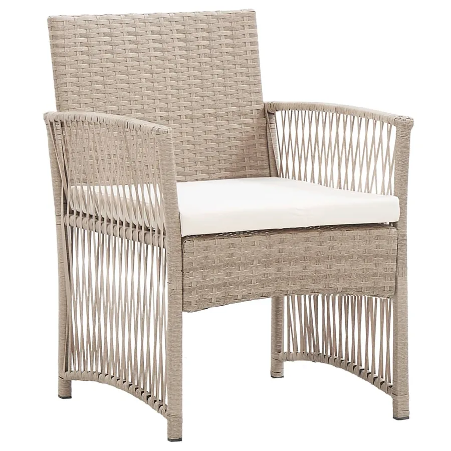 Fauteuils de jardin avec coussins 2 pcs Beige Résine tressée - 2