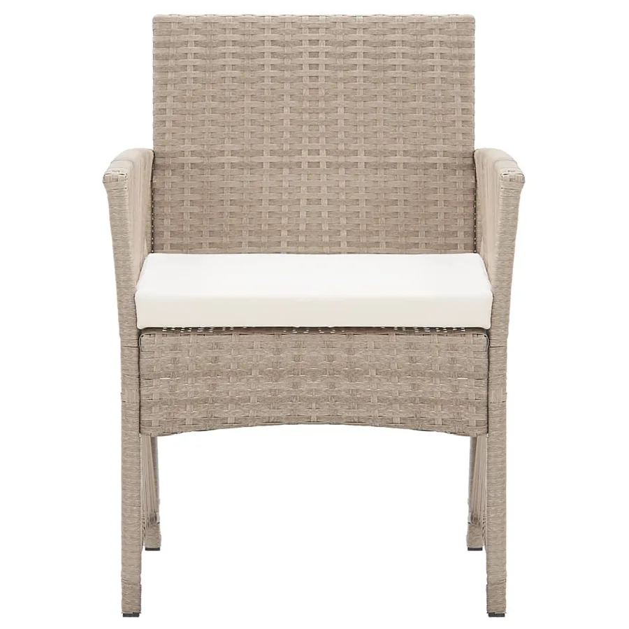 Fauteuils de jardin avec coussins 2 pcs Beige Résine tressée - 3