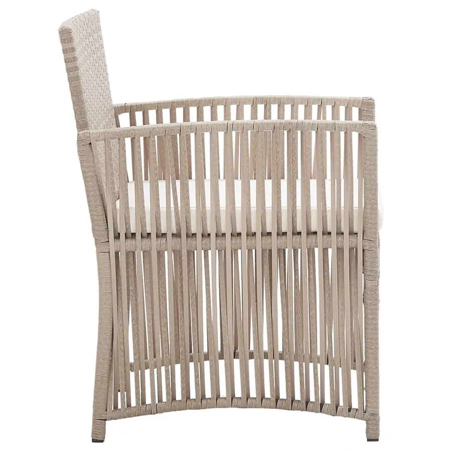Fauteuils de jardin avec coussins 2 pcs Beige Résine tressée - 4
