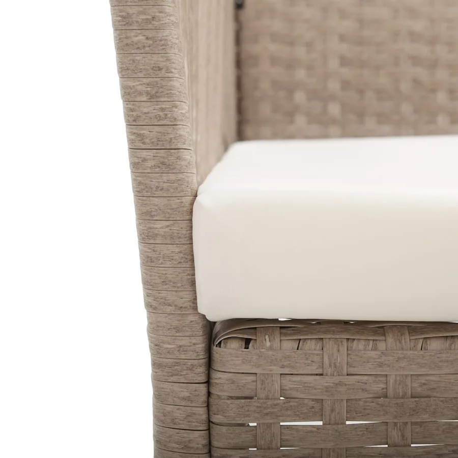 Fauteuils de jardin avec coussins 2 pcs Beige Résine tressée - 7