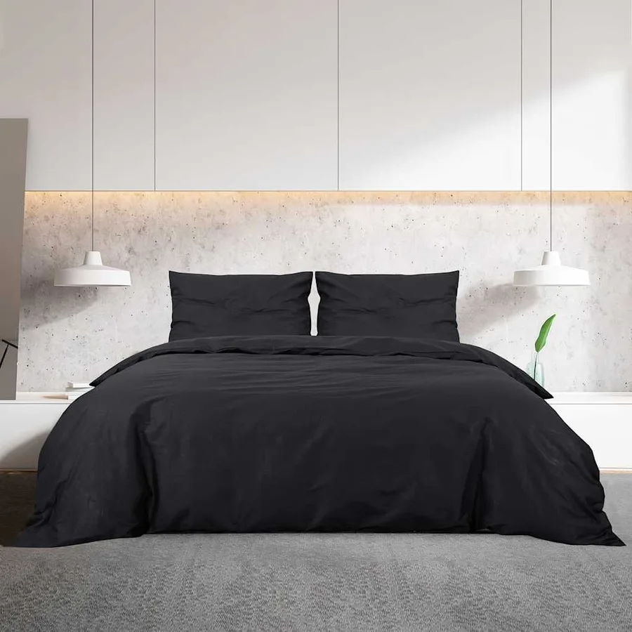 Ensemble de housse de couette Noir 200x200 cm Microfibre légère - 3