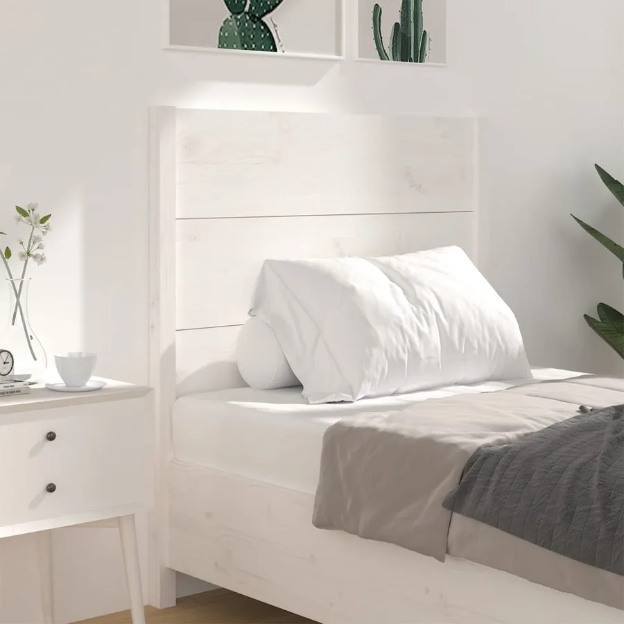 Tête de lit Blanc 106x4x100 cm Bois massif de pin - 3