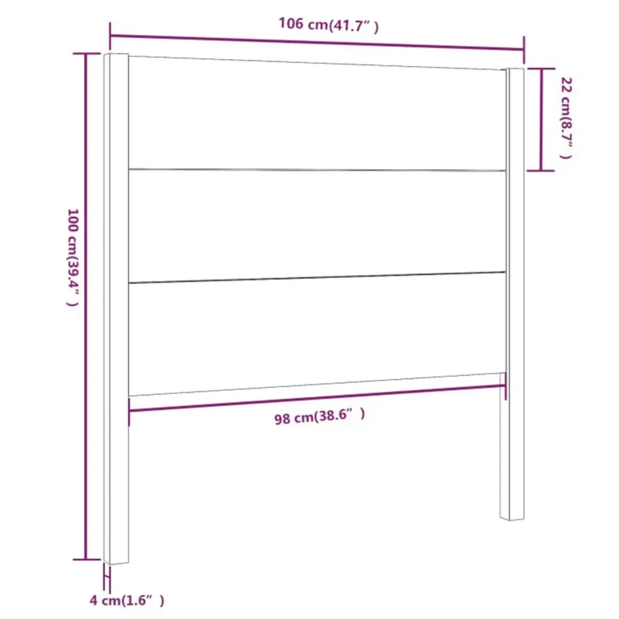 Tête de lit Blanc 106x4x100 cm Bois massif de pin - 6