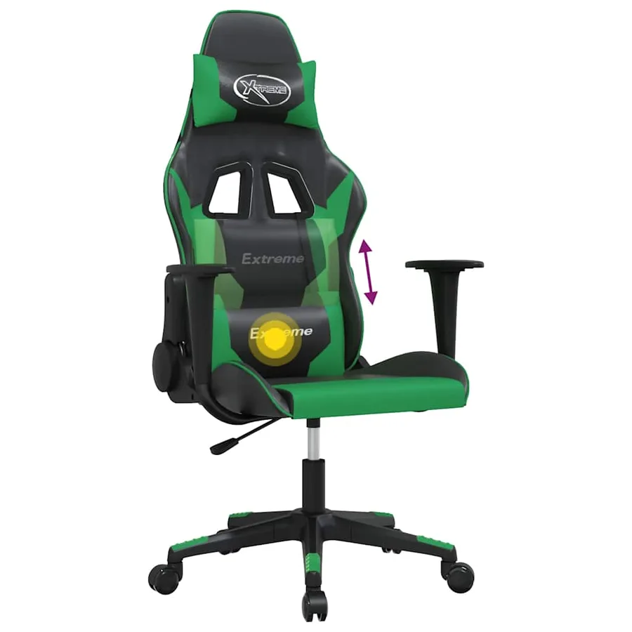 Chaise de jeu de massage Noir et vert Similicuir - 5