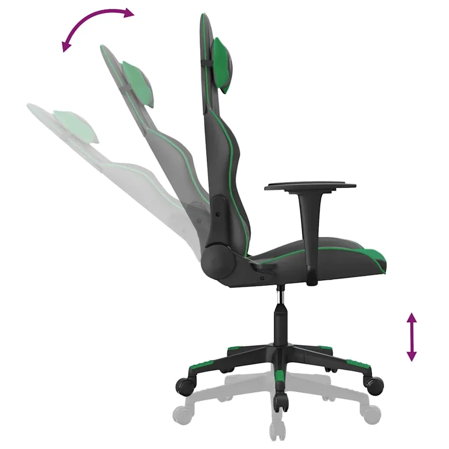 Chaise de jeu de massage Noir et vert Similicuir - 7