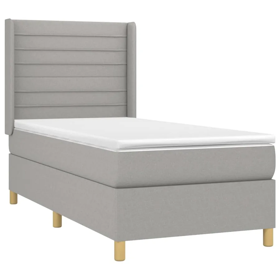 Sommier à lattes de lit avec matelas Gris clair 90x200 cm Tissu - 3