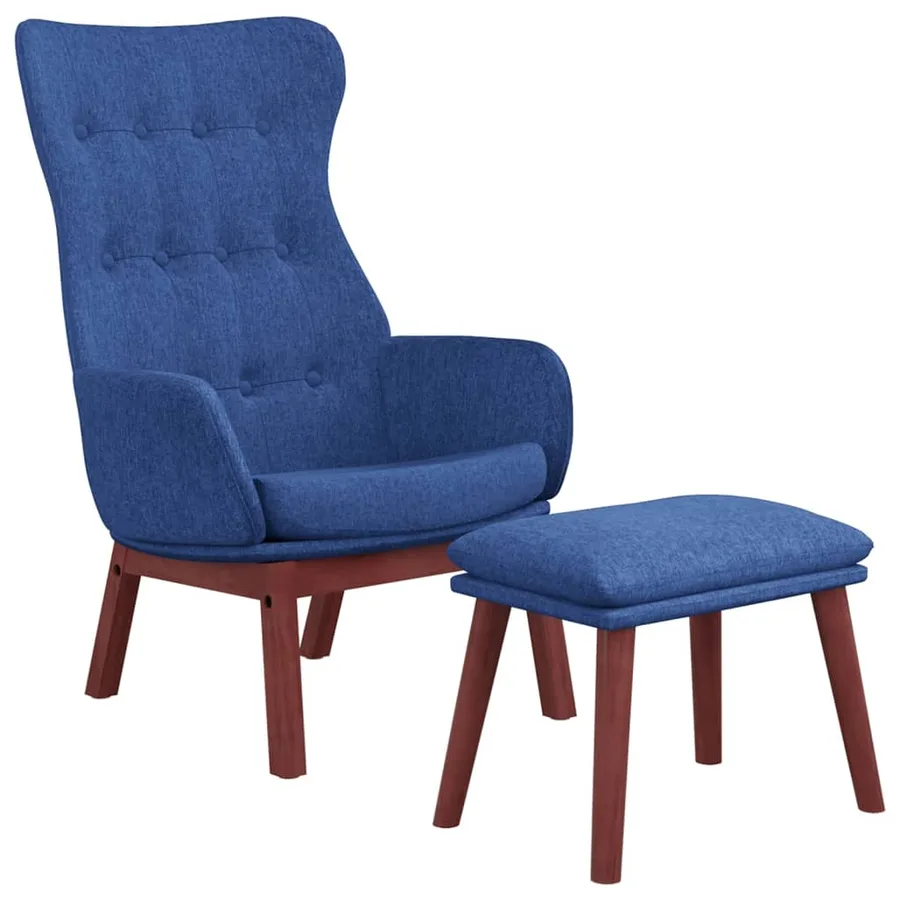Chaise de relaxation avec repose-pied Bleu Tissu - 3
