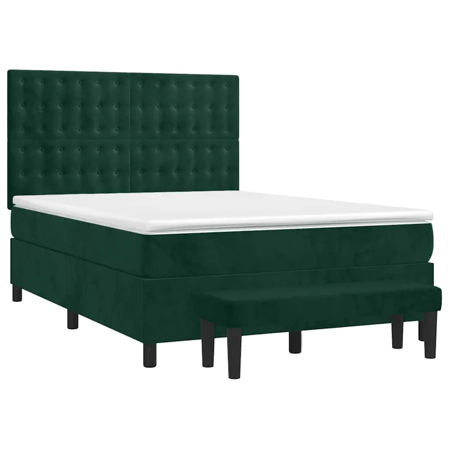 Sommier à lattes de lit et matelas Vert foncé 140x200cm Velours - 3
