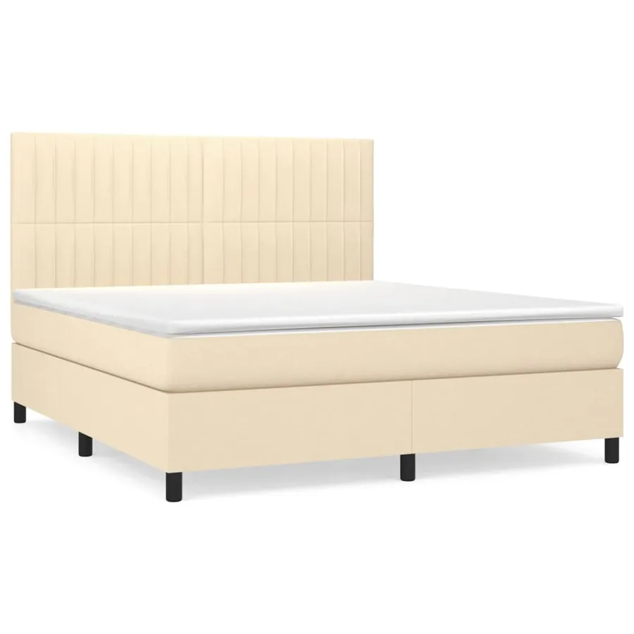 Sommier à lattes de lit avec matelas Crème 180x200 cm Tissu - 2