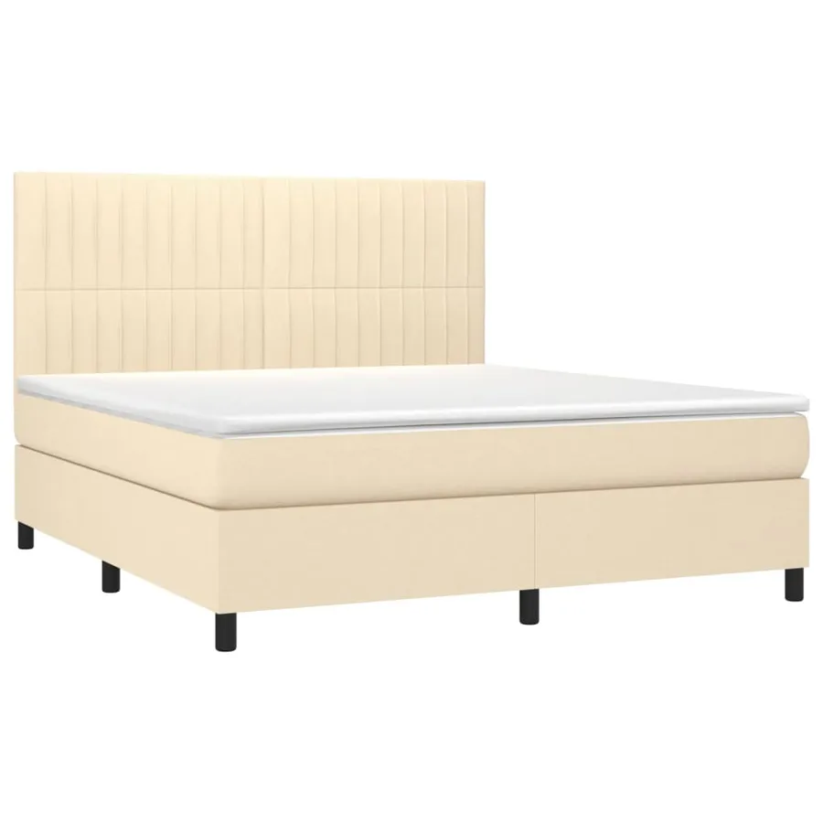 Sommier à lattes de lit avec matelas Crème 180x200 cm Tissu - 3