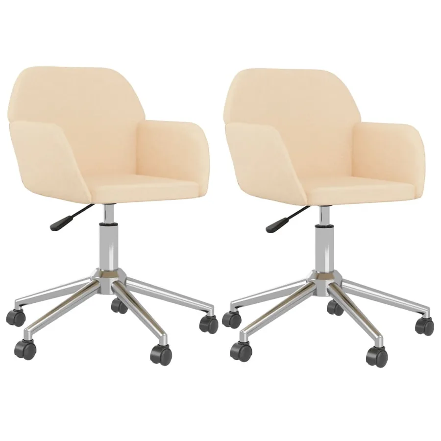 Chaises pivotantes à manger lot de 2 Crème Tissu - 2