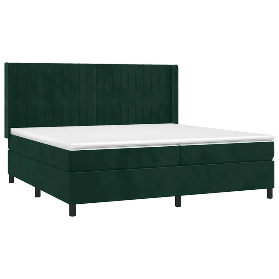Sommier à lattes de lit et matelas Vert foncé 200x200cm Velours - 3