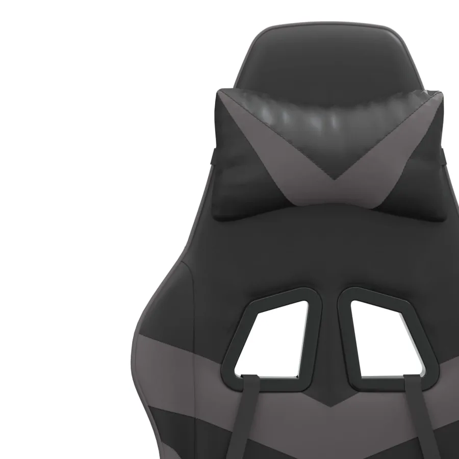 Chaise de jeu avec repose-pied Noir et gris Similicuir - 12