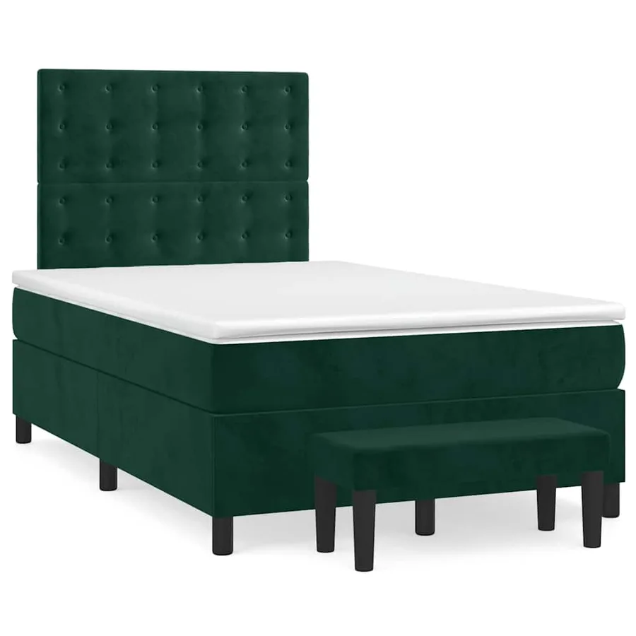 Sommier à lattes de lit et matelas Vert foncé 120x200cm Velours - 2