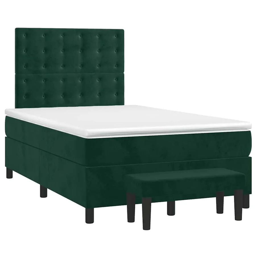 Sommier à lattes de lit et matelas Vert foncé 120x200cm Velours - 3