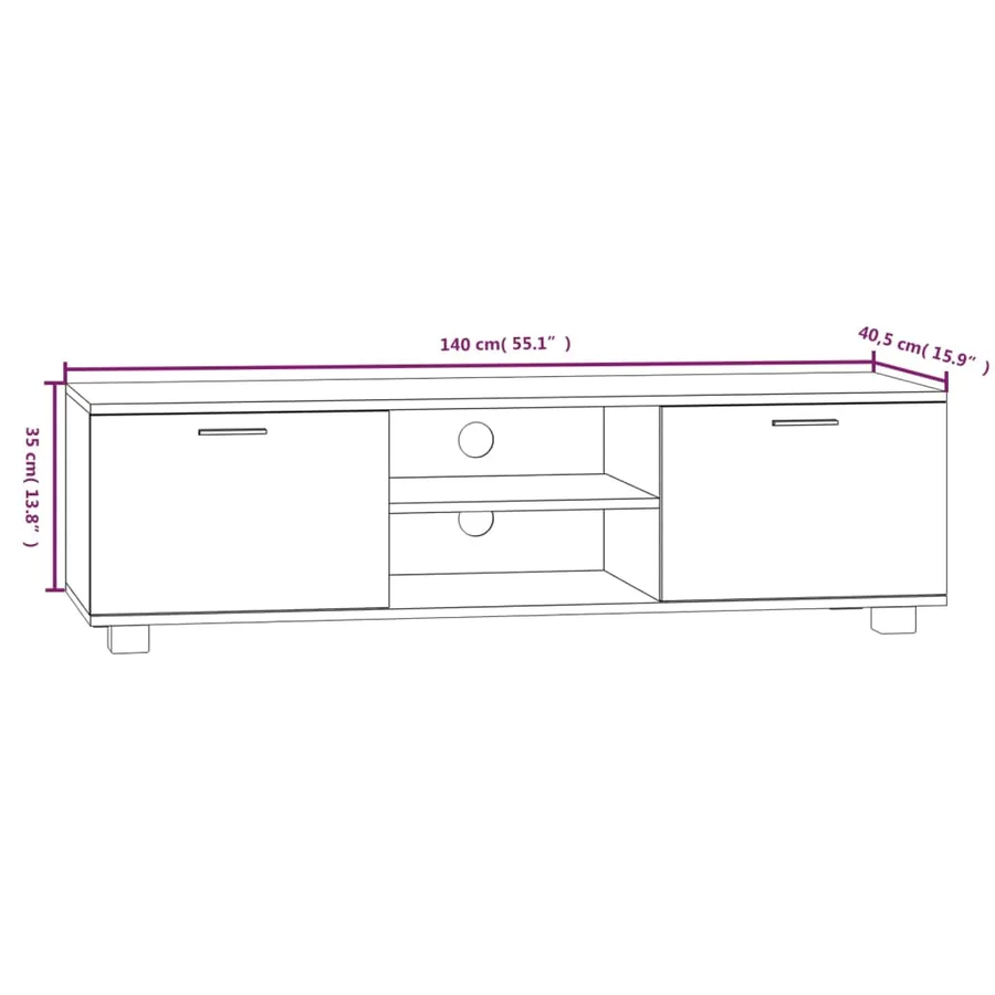 Meuble TV Sonoma gris 140x40,5x35 cm Bois d'ingénierie - 8