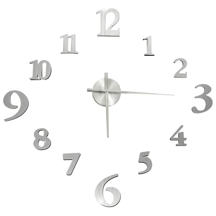 Horloge murale 3D Design moderne Argenté 100 cm XXL - 2