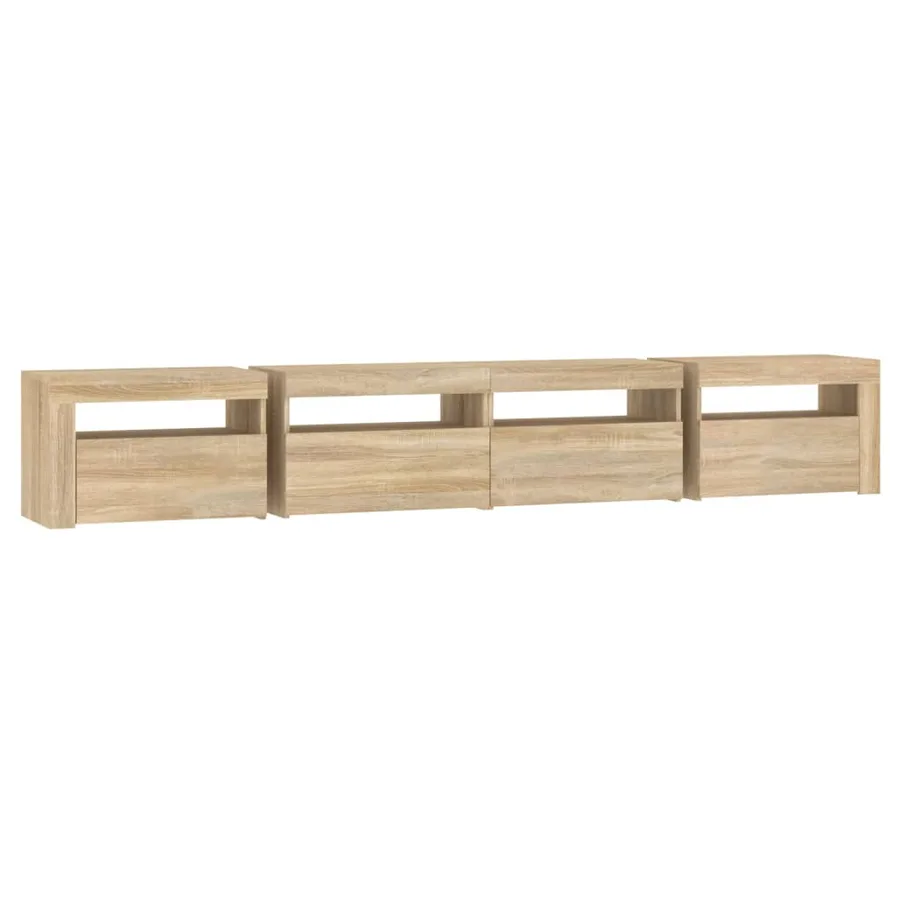 Meuble TV avec lumières LED Chêne sonoma 240x35x40 cm - 7
