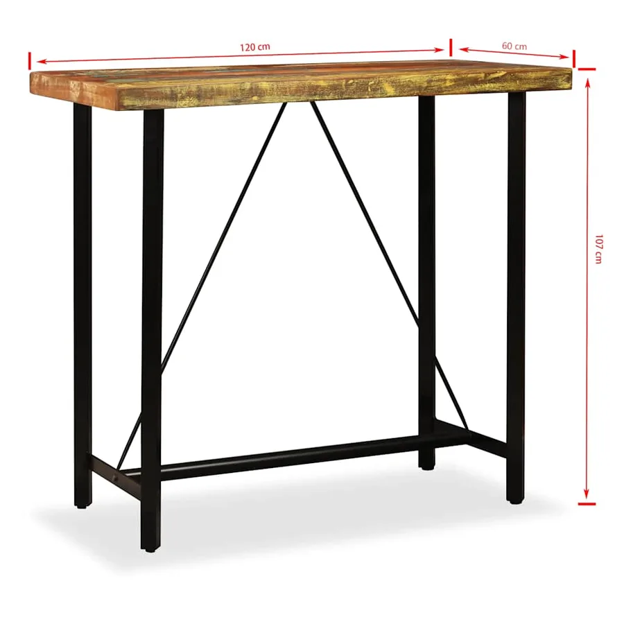 Ensemble de bar 5 pcs Bois massif recyclé et cuir véritable - 15