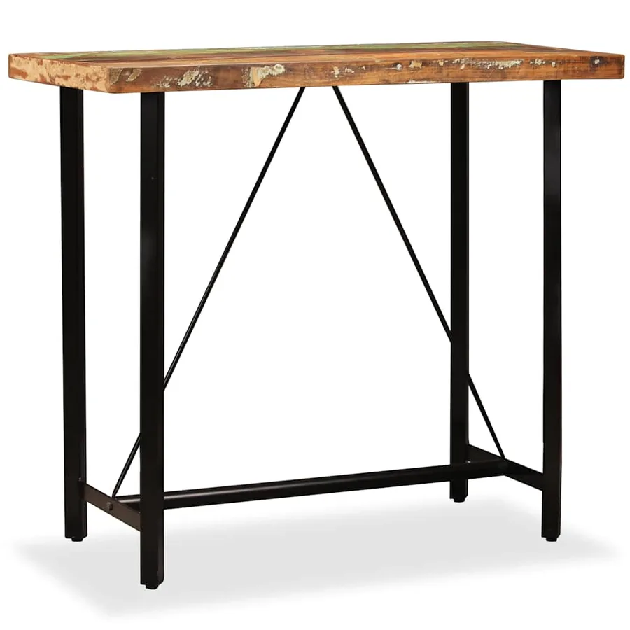 Ensemble de bar 5 pcs Bois massif recyclé et cuir véritable - 2