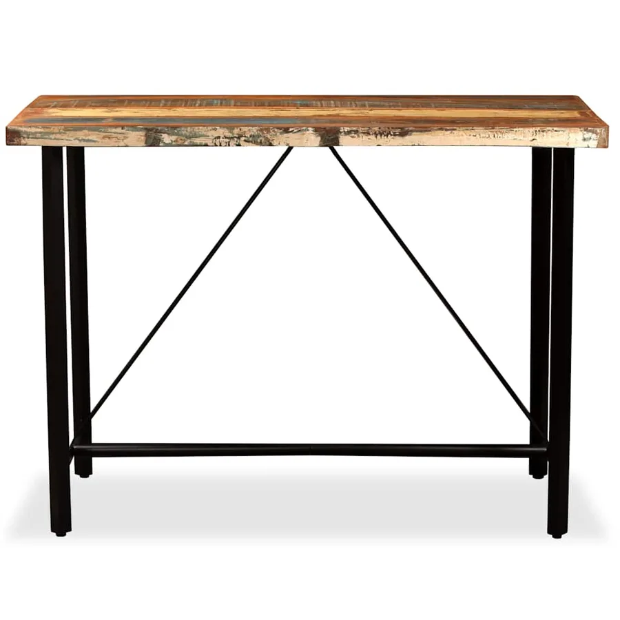 Ensemble de bar 5 pcs Bois massif recyclé et cuir véritable - 3